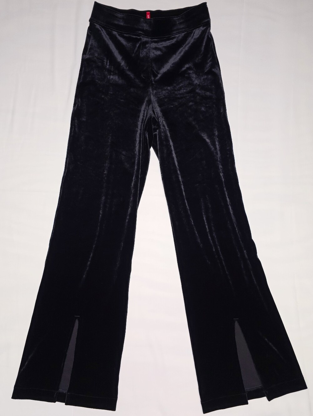 SPANX Black Velvet Wide-Leg Ponte Pants with Front Slits - Picture 4 of 11
